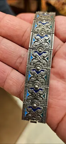 Vintage Silver Bracelet with Colorful Inlays