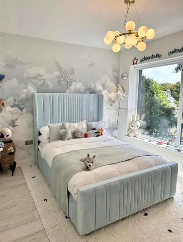 New Charming Blue Velvet Twin Size Bed - Hydtaulic Storage available on demand