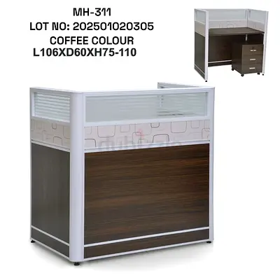 Modern Coffee Color Office Cabinet with Sliding Glass Door