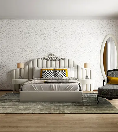 Stylish and Modern Upholstered Bed king size with Elegant Headboard