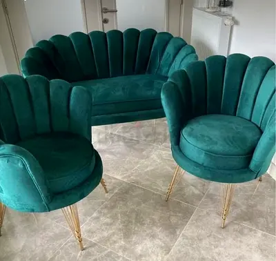 Elegant Teal Velvet Sofa Set