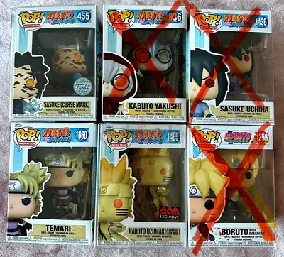 Collectible Naruto Funko Pop! Figures - Limited Edition Set- Sasuke, Temari, Naruto