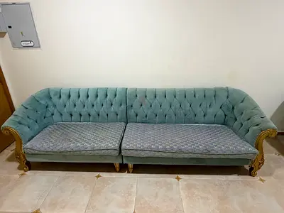 Vintage-Style Blue Sofa urgent sale