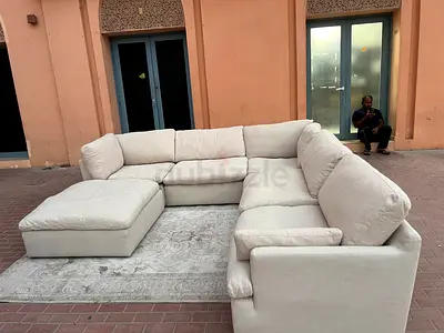Great Condition Home Center Swin feather filled Sofa with footstool