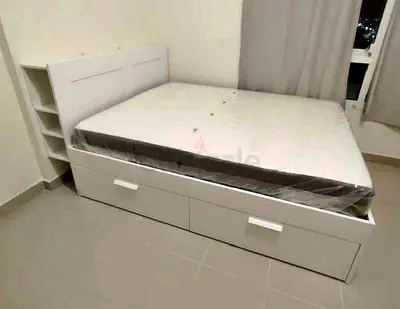 IKEA brimness double bed 140×200cm + headboard+ 4 storage drawers underneath with IKEA mattress is a