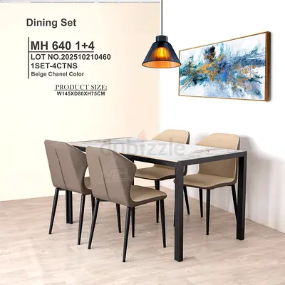 Elegant Marble Dining Set with Chairs