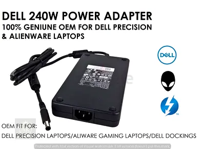 Dell 240W Hi Performance Gaming/Workstation AC Adapter / Charger 100% Original - xps precision alien