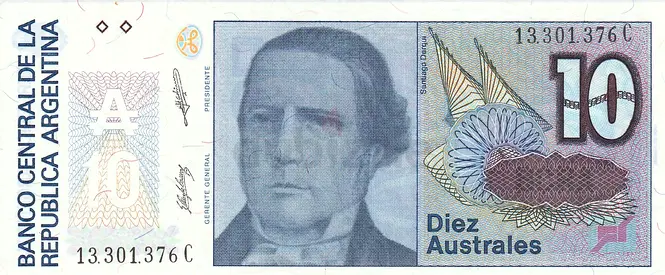 ARGENTINA 10 AUSTRALES BANKNOTE 1987