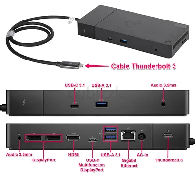Dell WD19TBS Thunderbolt 3 Dock Universal•4x Display Output•Support Most Windows,iOS Docking Station