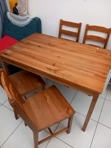 Solid Wood Dining Table with Chairs