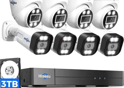 5MP 4K NVR Kit | 8 Cameras – 4 Dome + 4 Bullet + 3TB Storage | Two-Way Audio ( cctv cameras )