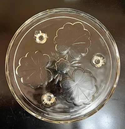 Beautiful Vintage Glass Plate with Floral Design