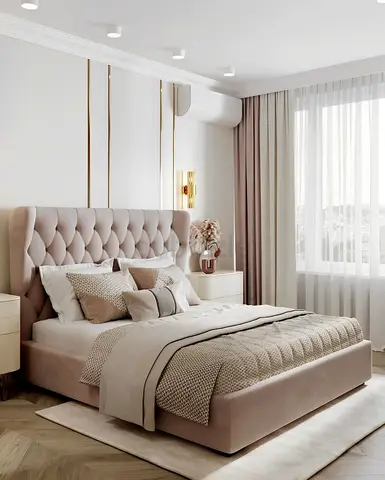 Elegant Bed Set with Plush Headboard