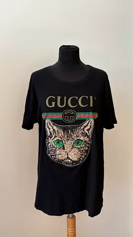 Gucci Black Embellished Mystic Cat Shirt - Size XS