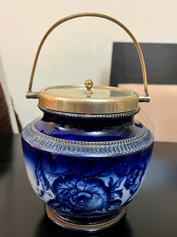 Beautiful Vintage Blue Glass Candy Jar