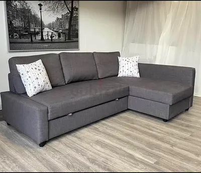 Modern L-shaped Grey Sofa with Storage