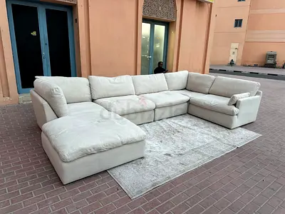 Great Condition Home Center Swin feather filled Sofa with footstool