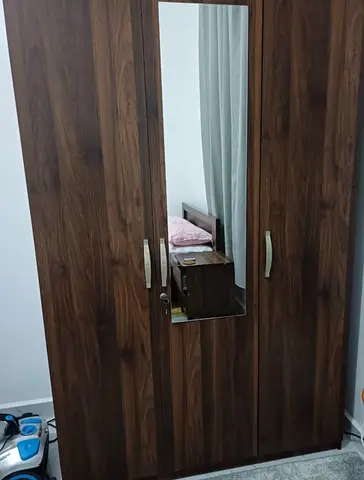 Sturdy Wooden Wardrobe with Mirror