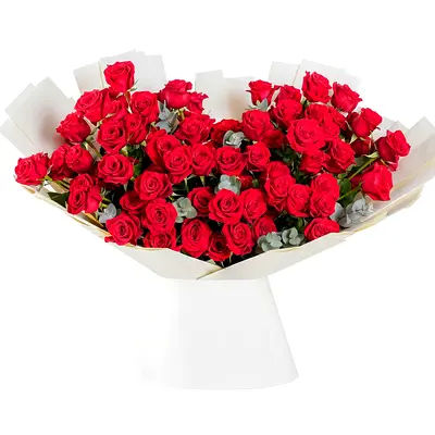50 Red Roses Bouquet  Premium Fresh Flowers Gift Luxury Valentine’s Day Flowers