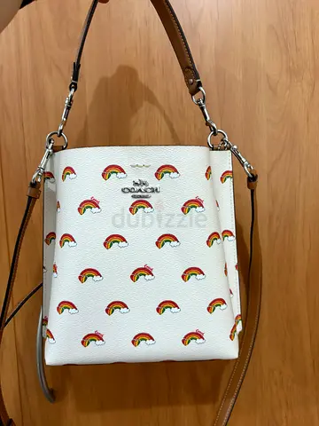 Coach Mollie Bucket Bag 22 in signature canvas with a rainbow print