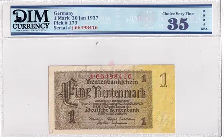 Germany Banknote 1937 1 Mark DIM 60 AED