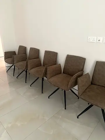 Set of 6 Modern Beige- Brown Dining Chairs