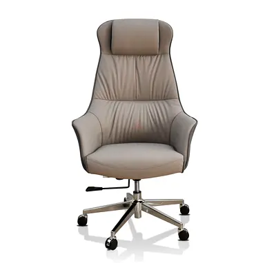 Stylish Rice White Office Chair – Faux Leather Finish with Chrome Wheels  Armrests