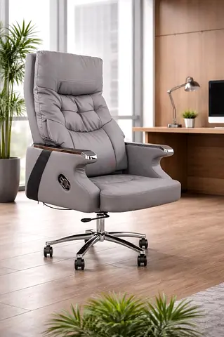 Grey Ergonomic Office Chair with Lumbar Support – Office Chair with Soft Cushion Seating
