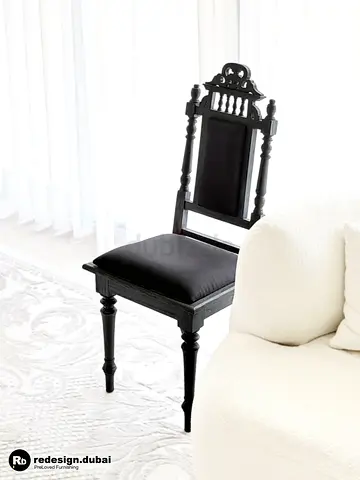 GOTHIC JET BLACK ACCENT CHAIR or bench or dinning chair or stool or desk chair in victorian style