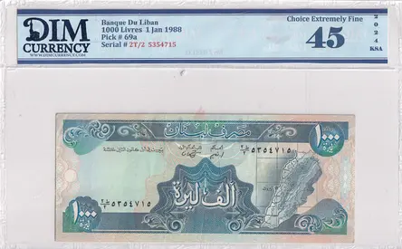 Lebanon Banknote 1000 livers 1988 60AED