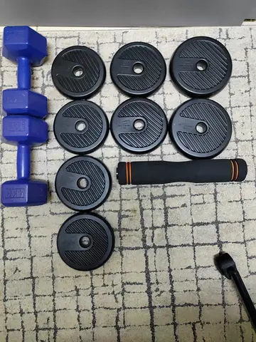 Set of Weight Plates and Dumbbell for Home Workouts