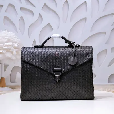 Bottega Woven Black Briefcase