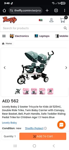 Lovely Baby 2 Seater Tricycle for Kids
