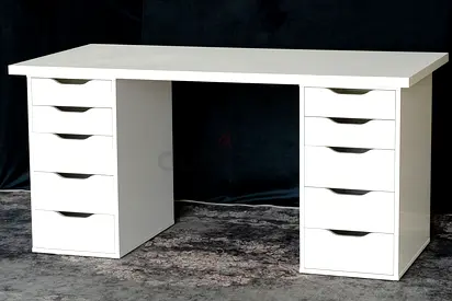 Modern White Office Table / Study Desk with Drawer Storage