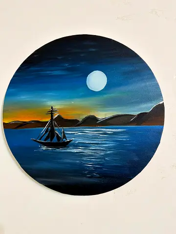 Serene Sunset Sailing Painting