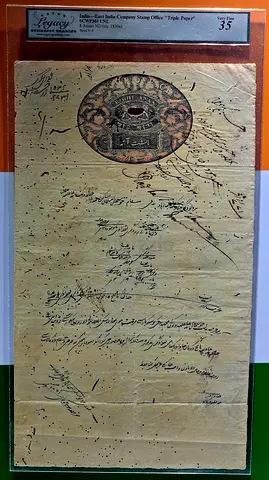 1830s British east India company,certified triple paper.