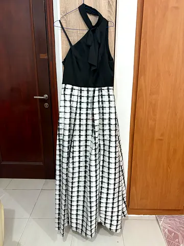 Adrianna Papell Plaid Combo Gown UK 12