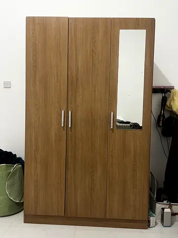 Stylish 3 Door Wooden Wardrobe (Homecentre) with Mirror - Less than one year old