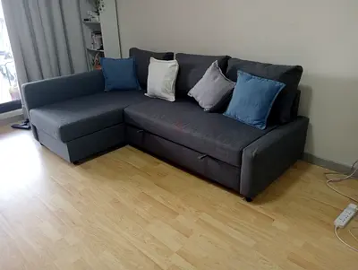 Comfortable Grey L-Shaped Sofa bed with storage