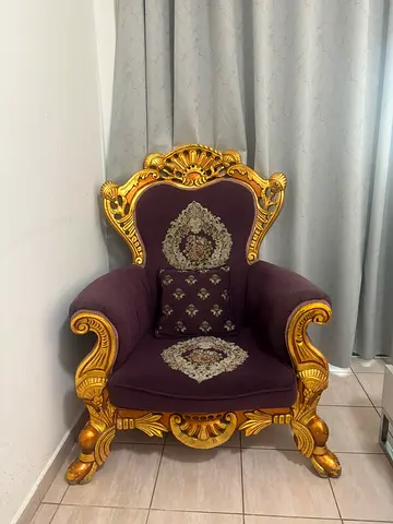 Elegant Vintage Armchair with Golden Accents