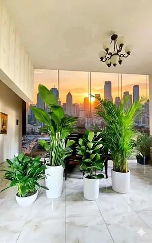 Areca Palm, Fiddle Leaf, Bird of Paradise  Peace Lily Indoor Plants Set