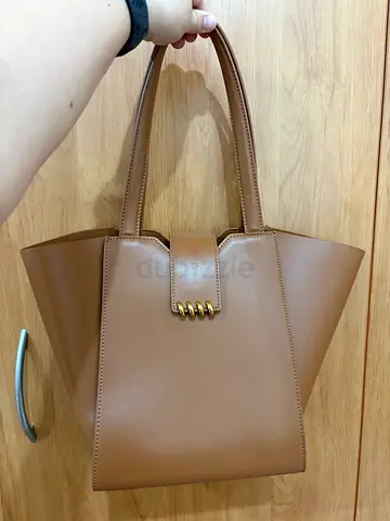 Charles  Keith Osiris Metallic Accent Trapeze Tote in beige