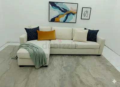 Natuzzi store beige color lshape sofabed with storage space