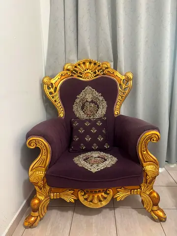 Elegant Vintage Armchair with Golden Accents