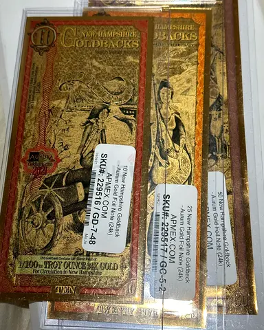 New Hampshire Gold Backs - Full Set (2.85g .9999 Gold)