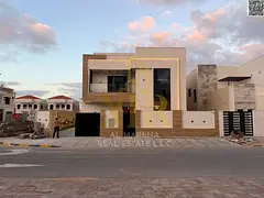 Corner villa near Sheikh Mohammed Bin Zayed Road and the mall, two floors and a roof, 5 master bedro