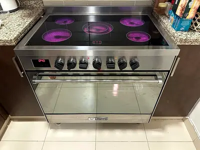 Bompani latest model full electric ceramic 5 hobs cooking range oven fan 90x60 stove made in Italy