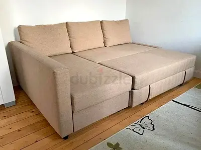 Comfortable Beige Sofa Bed in Excellent Condition