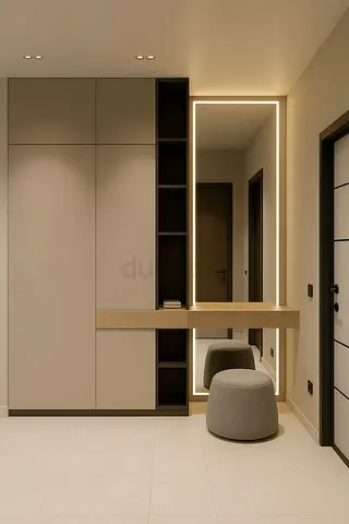 Custom-Made Modern Entryway Console Table with Mirror