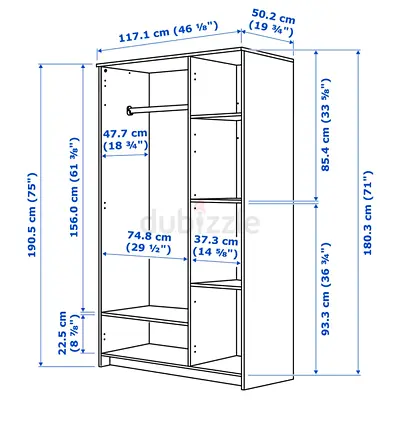 IKEA BRIMNES Wardrobe with 3 doors, white, 117x190 cm